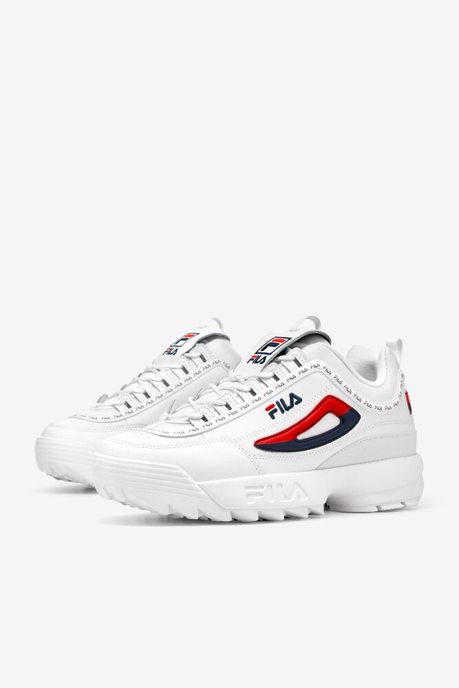 Fila Disruptor 2 Premium Repeat Sneakers Blancas Azul Marino Rojas | OVNC07648