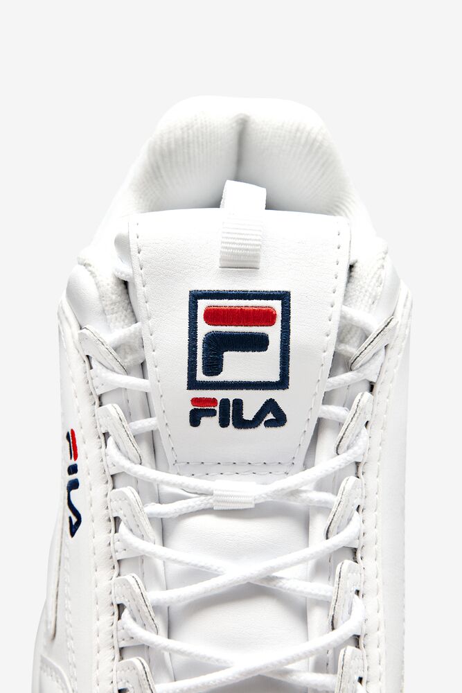 Fila Disruptor 2 Premium Sneakers Blancas Azul Marino Rojas | QVDJ91628