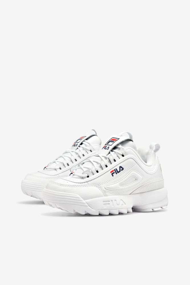 Fila Disruptor 2 Premium Sneakers Blancas Azul Marino Rojas | QVDJ91628