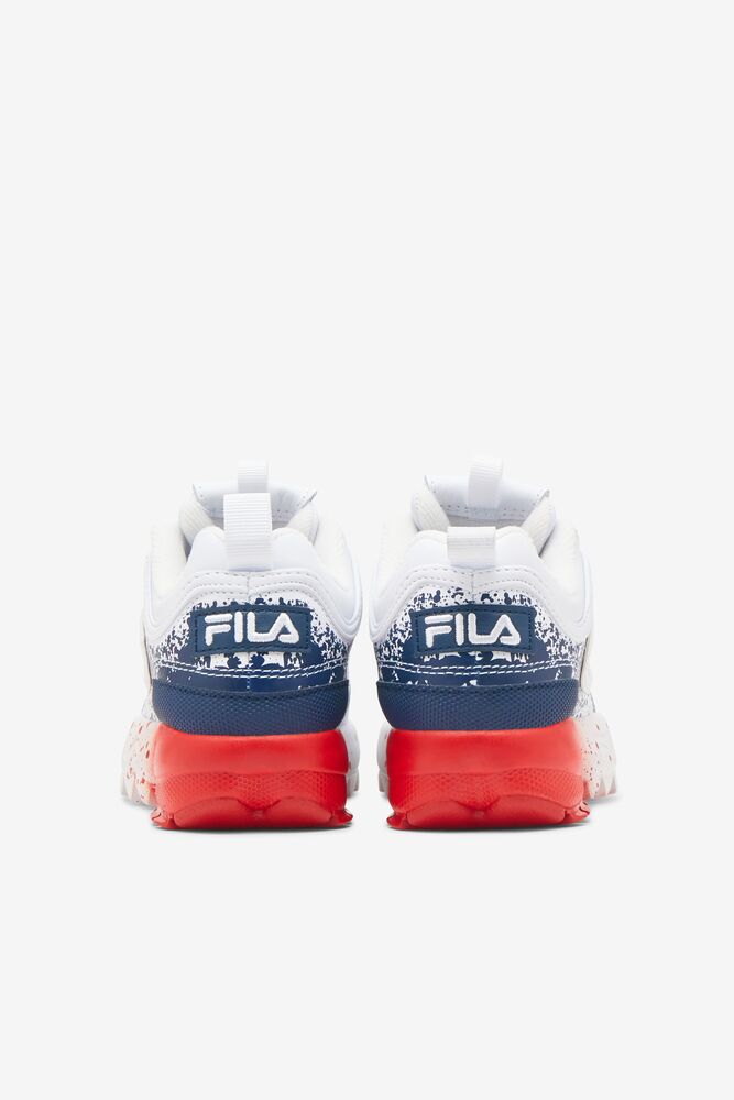 Fila Disruptor 2 Splatter Sneakers Blancas Azul Marino Rojas | THLO32570