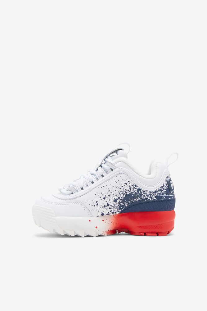 Fila Disruptor 2 Splatter Sneakers Blancas Azul Marino Rojas | THLO32570