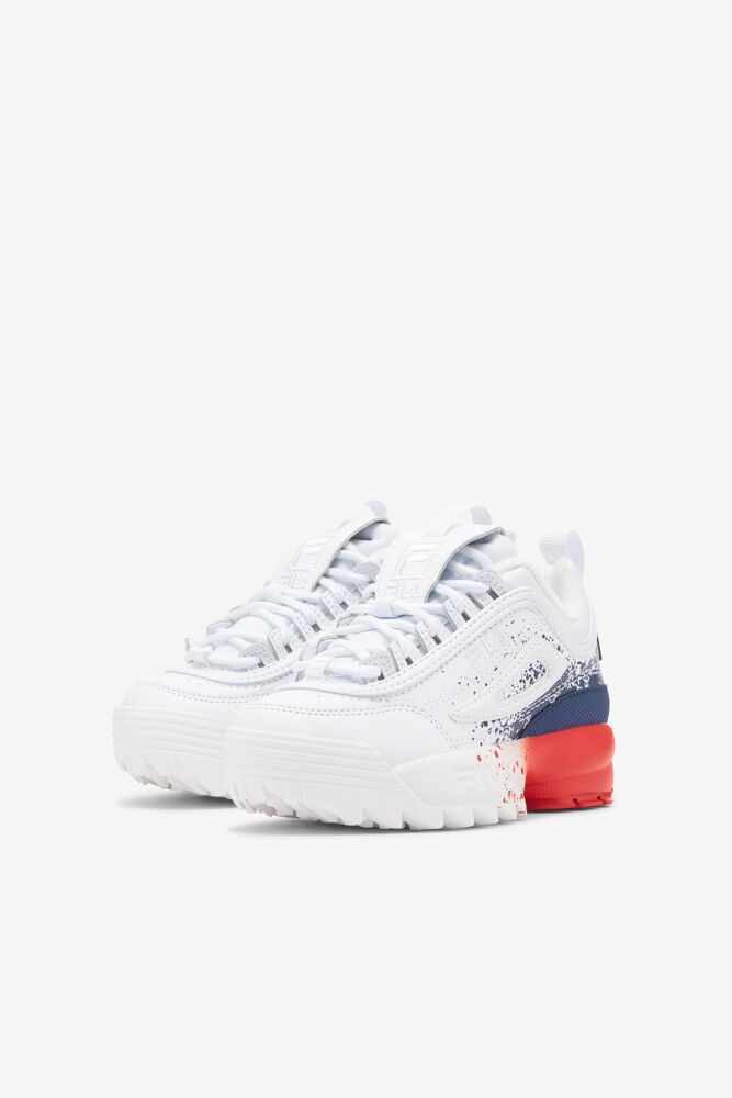 Fila Disruptor 2 Splatter Sneakers Blancas Azul Marino Rojas | THLO32570