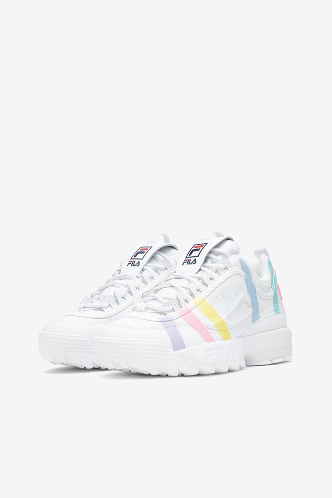 Fila Disruptor 2 Stripe Sneakers Blancas Azules | JOBX67428