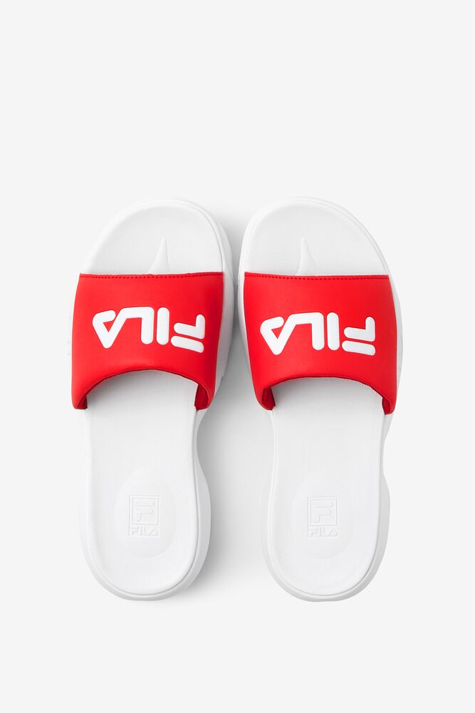 Fila Disruptor Slide Slide Sandals Blancas Rojas Blancas | PGNJ85604