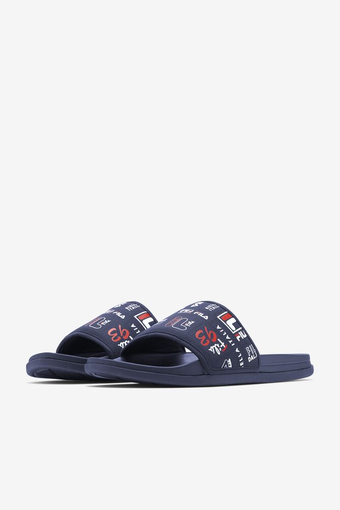 Fila Drifter Lux Patchwork Slide Sandals Azul Marino Rojas Blancas | AUSF26374