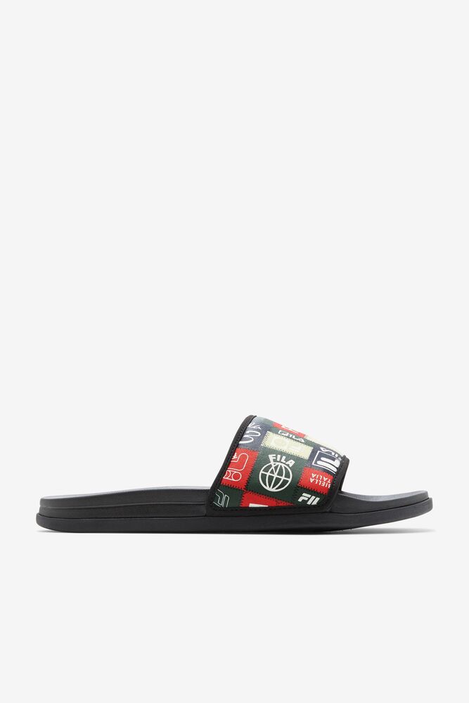 Fila Drifter Lux Patchwork Slide Sandals Negras Rojas | ECTG06934