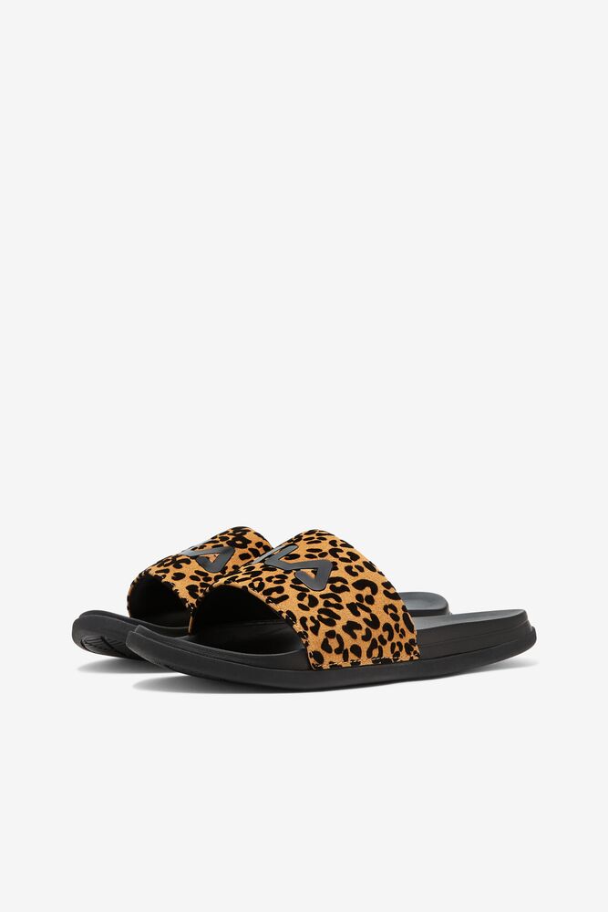 Fila Drifter Luxe Wild Slide Sandals Negras Negras Leopardo | QFHL41327