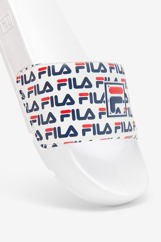 Fila Drifter Mood 2 Slide Sandals Blancas Azul Marino Rojas | CGKJ21693