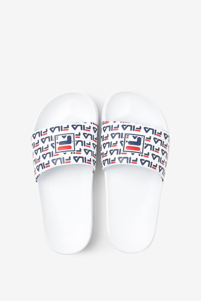 Fila Drifter Mood 2 Slide Sandals Blancas Azul Marino Rojas | WVHE21538