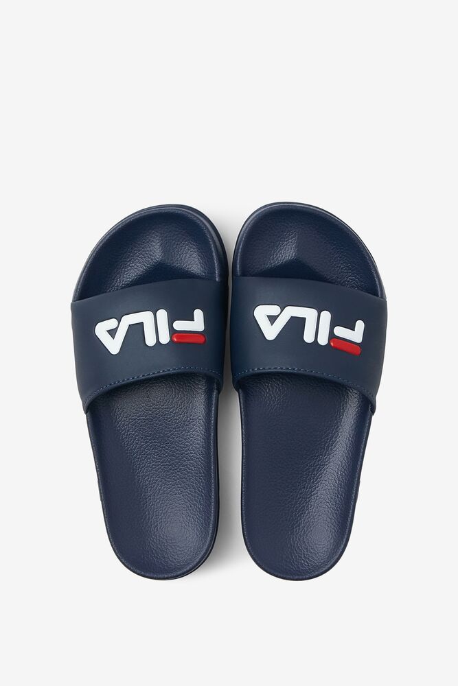 Fila Drifter Slide Sandals Azul Marino Rojas Blancas | MXLA53094