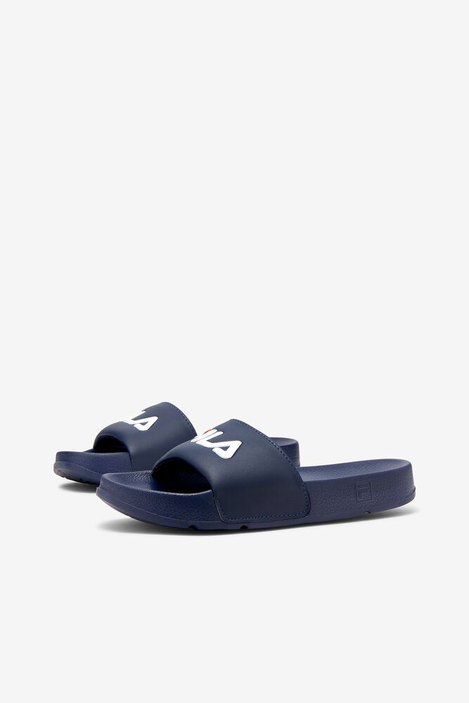 Fila Drifter Slide Sandals Azul Marino Rojas Blancas | FNOY76021