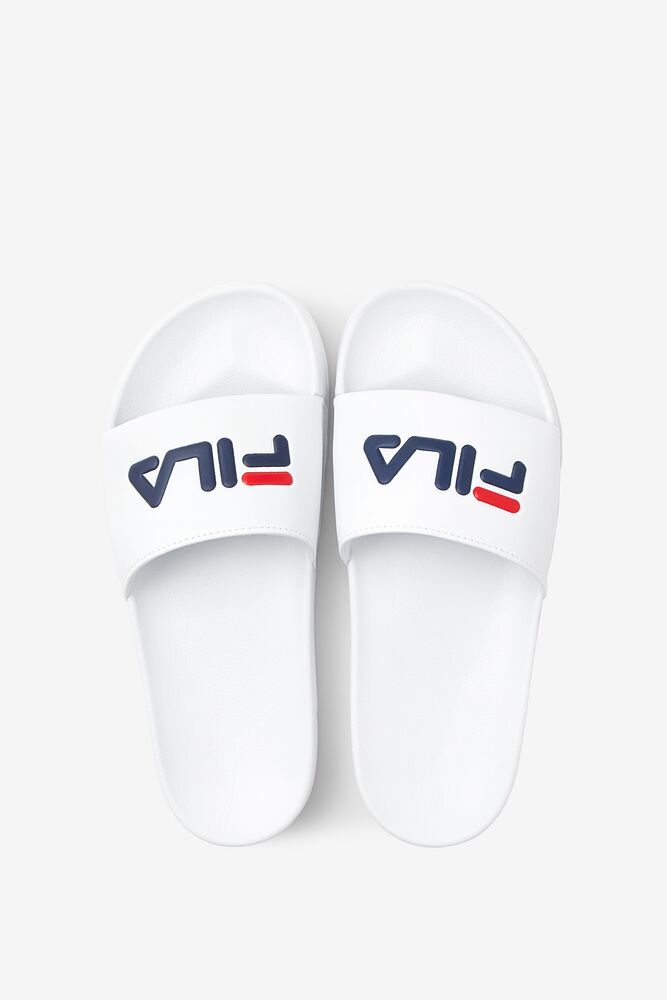 Fila Drifter Slide Sandals Blancas Azul Marino Rojas | IEAF83250