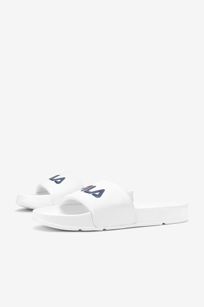 Fila Drifter Slide Sandals Blancas Azul Marino Rojas | LPQD79048