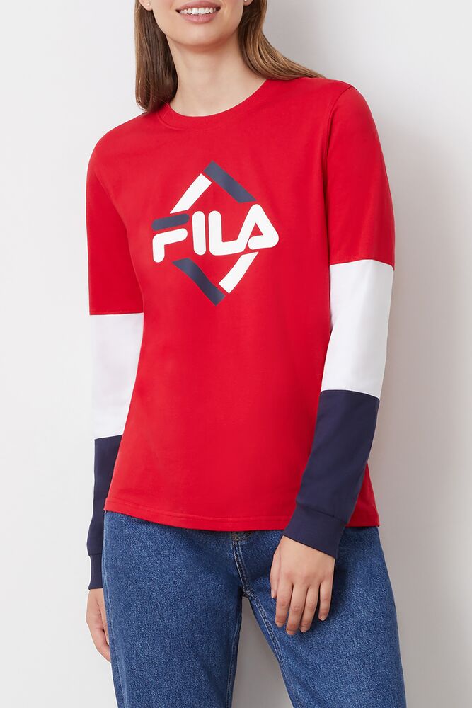 Fila Edwina Longsleeve Tee Cred/Wht/Peac | VALE27581