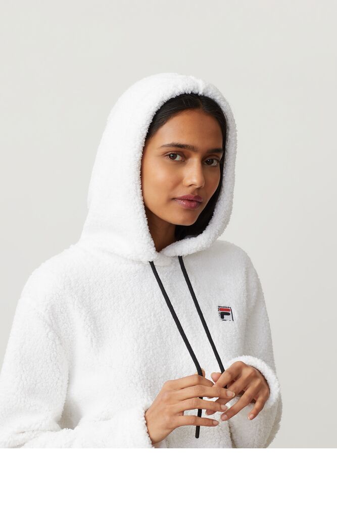 Fila Ember Crop Hoodie Wht/Blk/Mred | MRLF70624