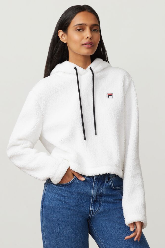 Fila Ember Crop Hoodie Wht/Blk/Mred | MRLF70624