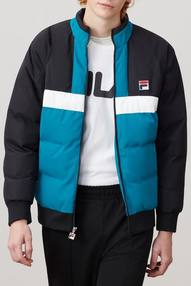 Fila Fausto Ski Jacket Blk/Hblu/Wht | IMAB31945