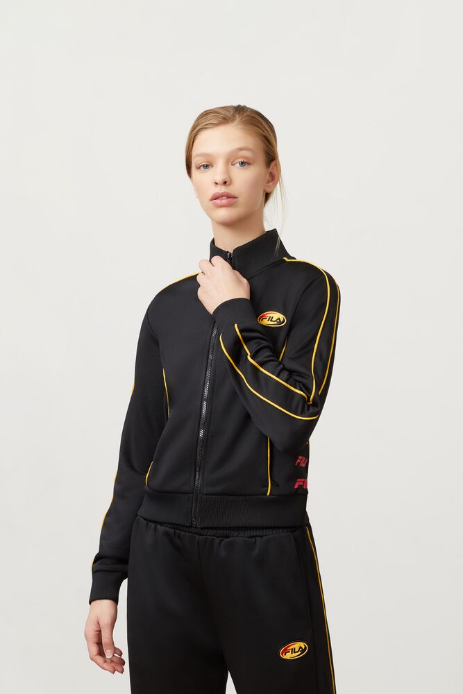 Fila Fernanda Track Jacket Blk/Cred/Gfus | FTAB59761