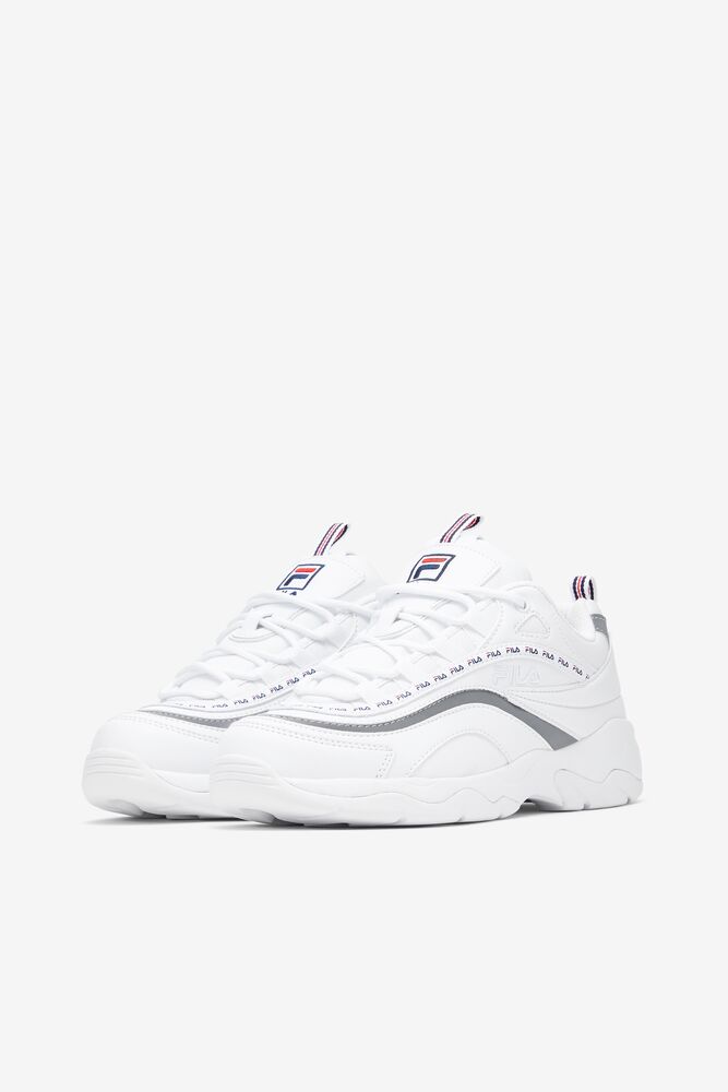 Fila Fila Ray Tennis Shoes Blancas Azul Marino Plateadas | QLBZ57230