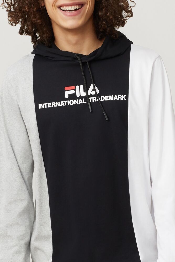 Fila Flavio Hooded Tee Blk/Lgrym/Wht | FCPG12953