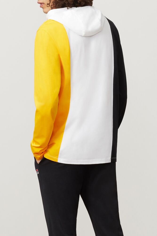 Fila Flavio Hooded Tee Wht/Blk/Gfus | QGPD20496