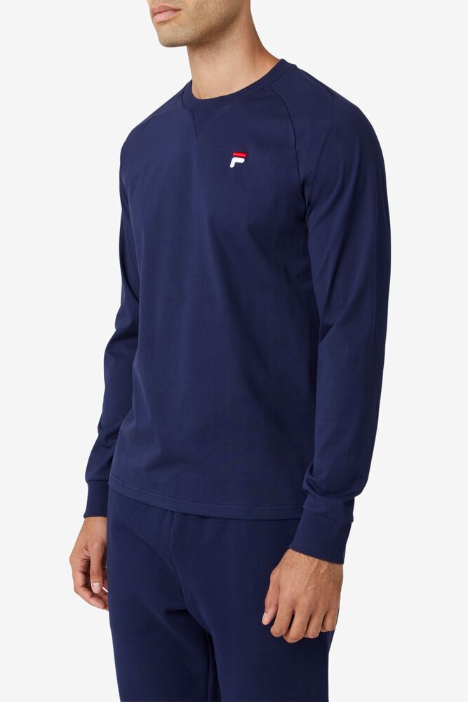 Fila Flynn Long Sleeve Tee 410 Peacoat | AMKN79356