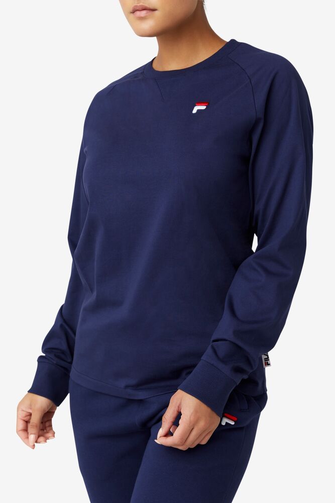 Fila Flynn Long Sleeve Tee 410 Peacoat | AMKN79356