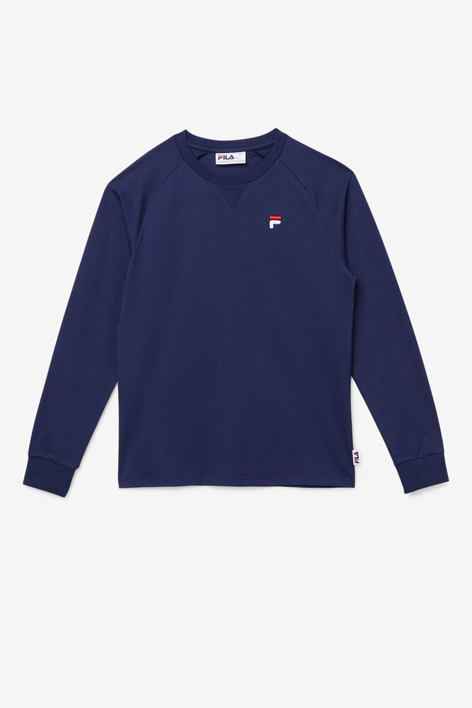 Fila Flynn Long Sleeve Tee 410 Peacoat | AMKN79356