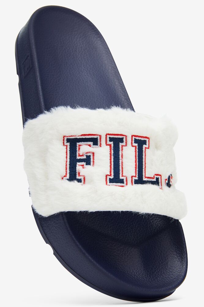 Fila Furry Drifter Collegiate Slide Sandals Azul Marino Rojas | ZPJW61029