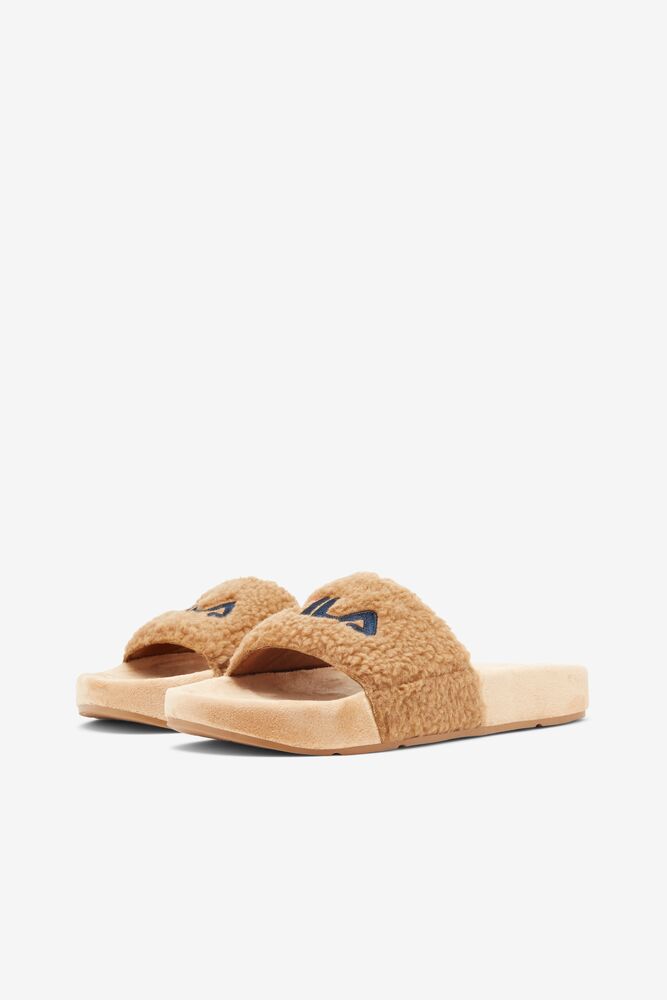 Fila Fuzzy Drifter Slide Sandals Beige Azul Marino Rojas | UKDL78912