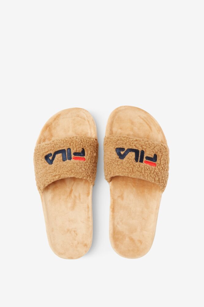 Fila Fuzzy Drifter Slide Sandals Beige Azul Marino Rojas | UKDL78912