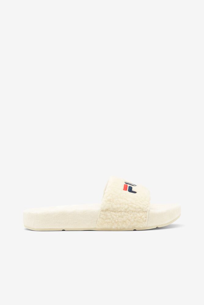 Fila Fuzzy Drifter Slide Sandals Creme Azul Marino Rojas | RFOG43291