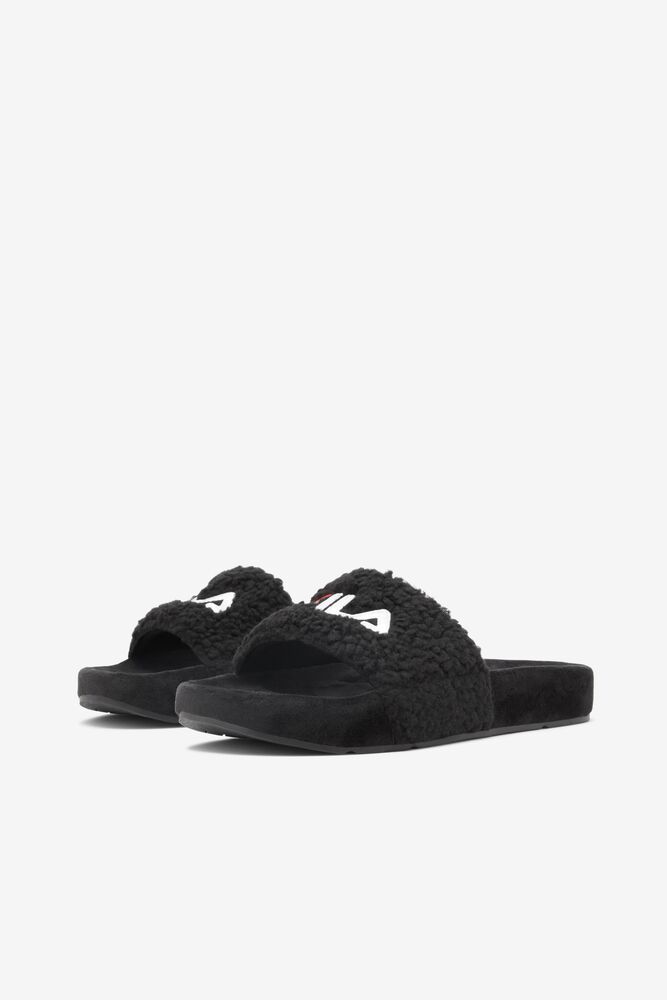 Fila Fuzzy Drifter Slide Sandals Negras Rojas Blancas | GMSR62981