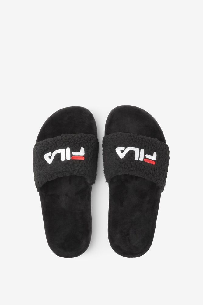 Fila Fuzzy Drifter Slide Sandals Negras Rojas Blancas | GMSR62981