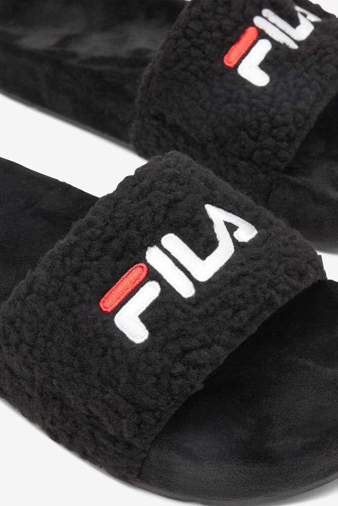 Fila Fuzzy Drifter Slide Sandals Negras Rojas Blancas | GMSR62981