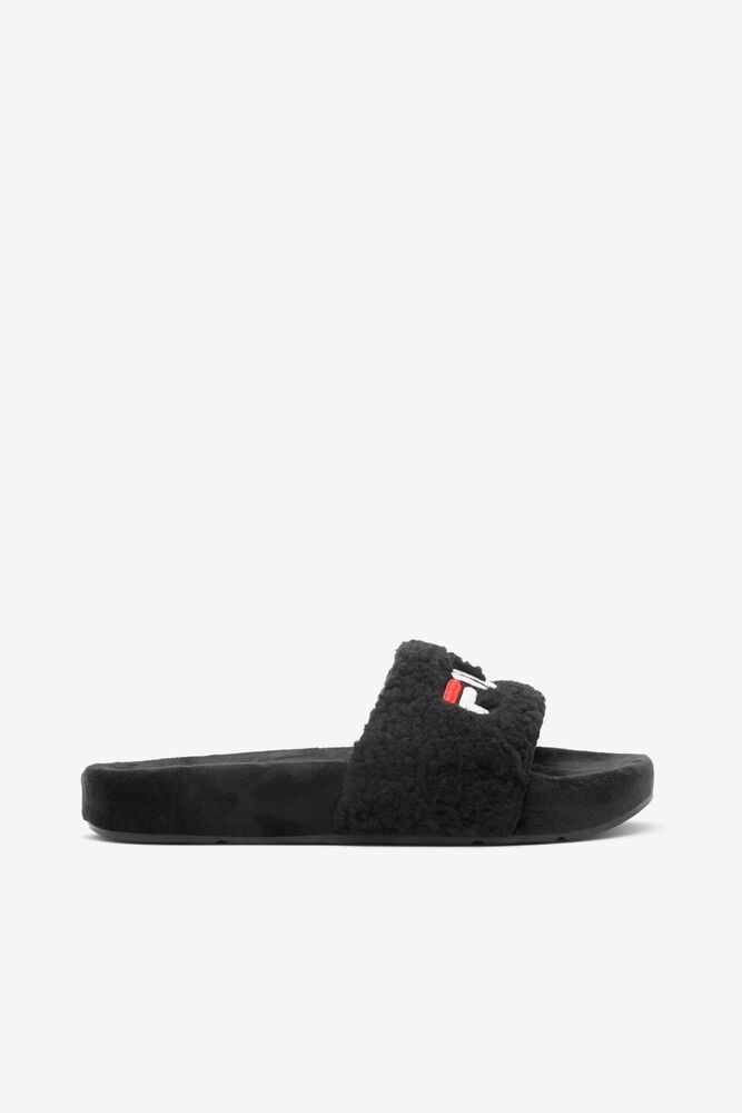 Fila Fuzzy Drifter Slide Sandals Negras Rojas Blancas | NRJM43957