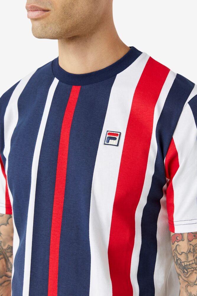 Fila Gach Striped Tee 410 Peacoat | LEZV53817