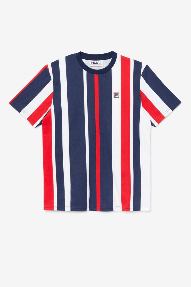 Fila Gach Striped Tee 410 Peacoat | LEZV53817