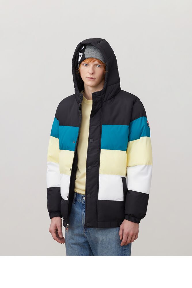 Fila Giovanni Puffa Jacket Blk/Hblu/Gfus | XZIH25814