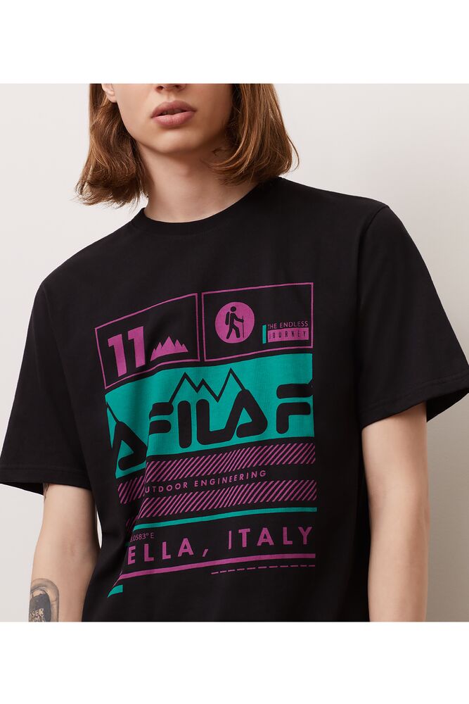 Fila Grid Tee Negras | ZJQU15023