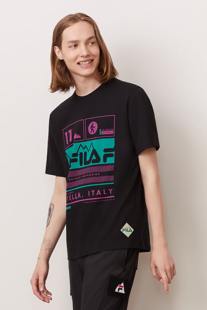 Fila Grid Tee Negras | ZJQU15023