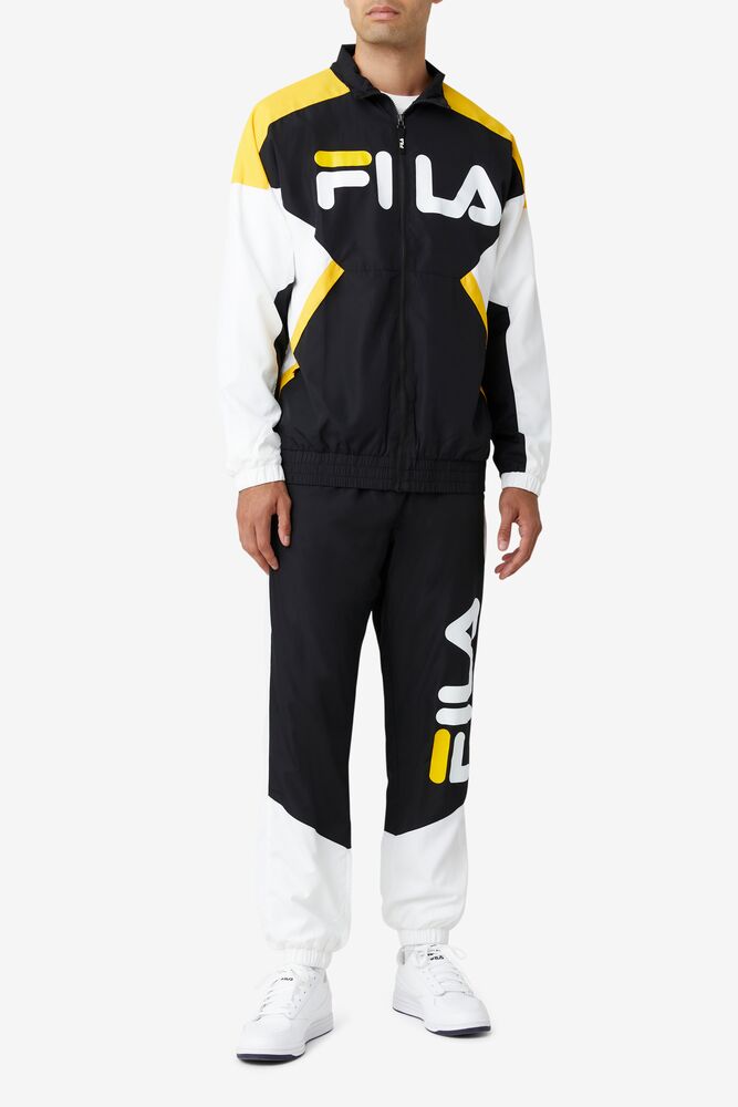 Fila Gustavo Pant Negras Blancas Amarillo | YPUR92835