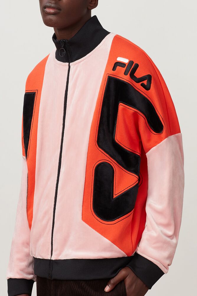 Fila Harlen Velour Track Jacket Pshad/Ctom/Blk | EMAW53879