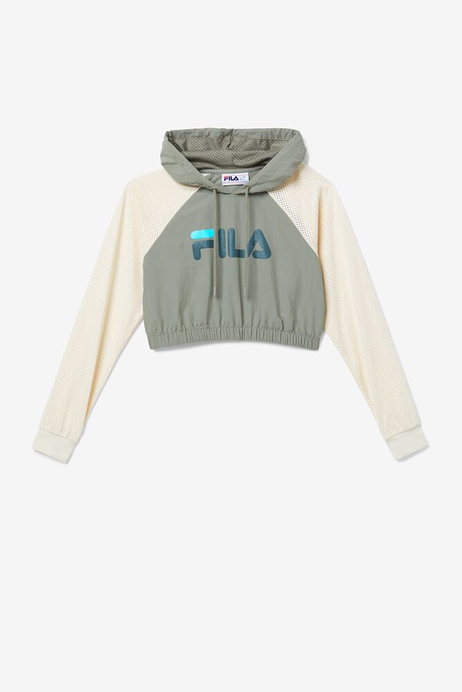 Fila Isha Cropped Hoodie 396 Vetivir / Turtledove / Urban Chic | YIML64038