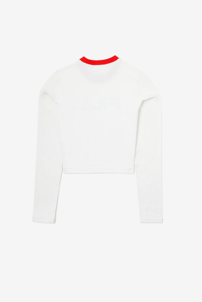 Fila Jaya Long Sleeve Crop Tee Blancas Rojas | SYZN89072