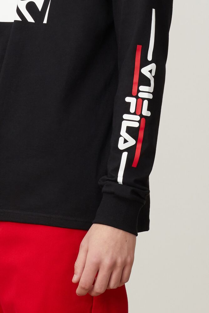 Fila Jaylen Long Sleeve Tee Blk/Wht/Cred | NPWC05193