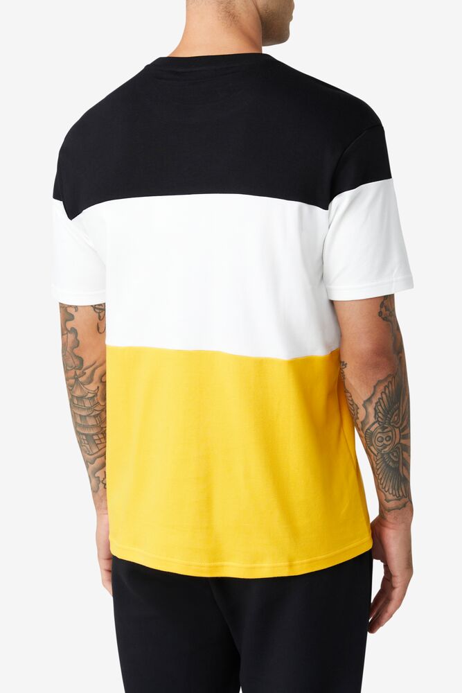 Fila Johnson Tee Negras Amarillo Blancas | APDM16485