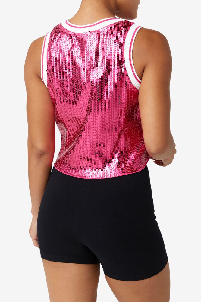 Fila Kiki Glam Crop Jersey 686 Magenta | TJAR85624