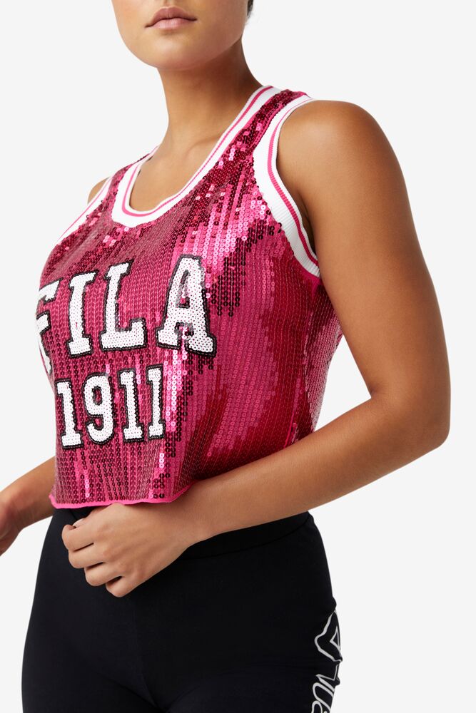 Fila Kiki Glam Crop Jersey 686 Magenta | TJAR85624