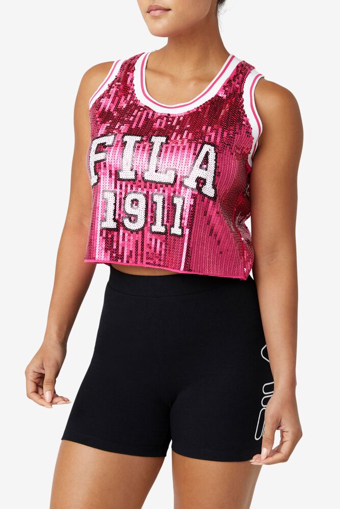 Fila Kiki Glam Crop Jersey 686 Magenta | TJAR85624